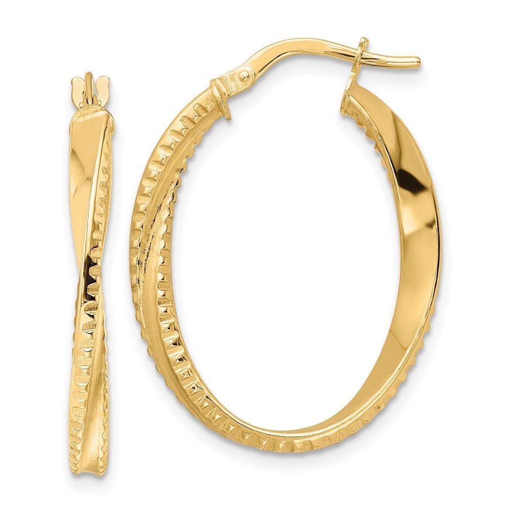 14k Yellow Gold Polished Twisted Oval Hoop Earrings 29 L X 22 Mm W